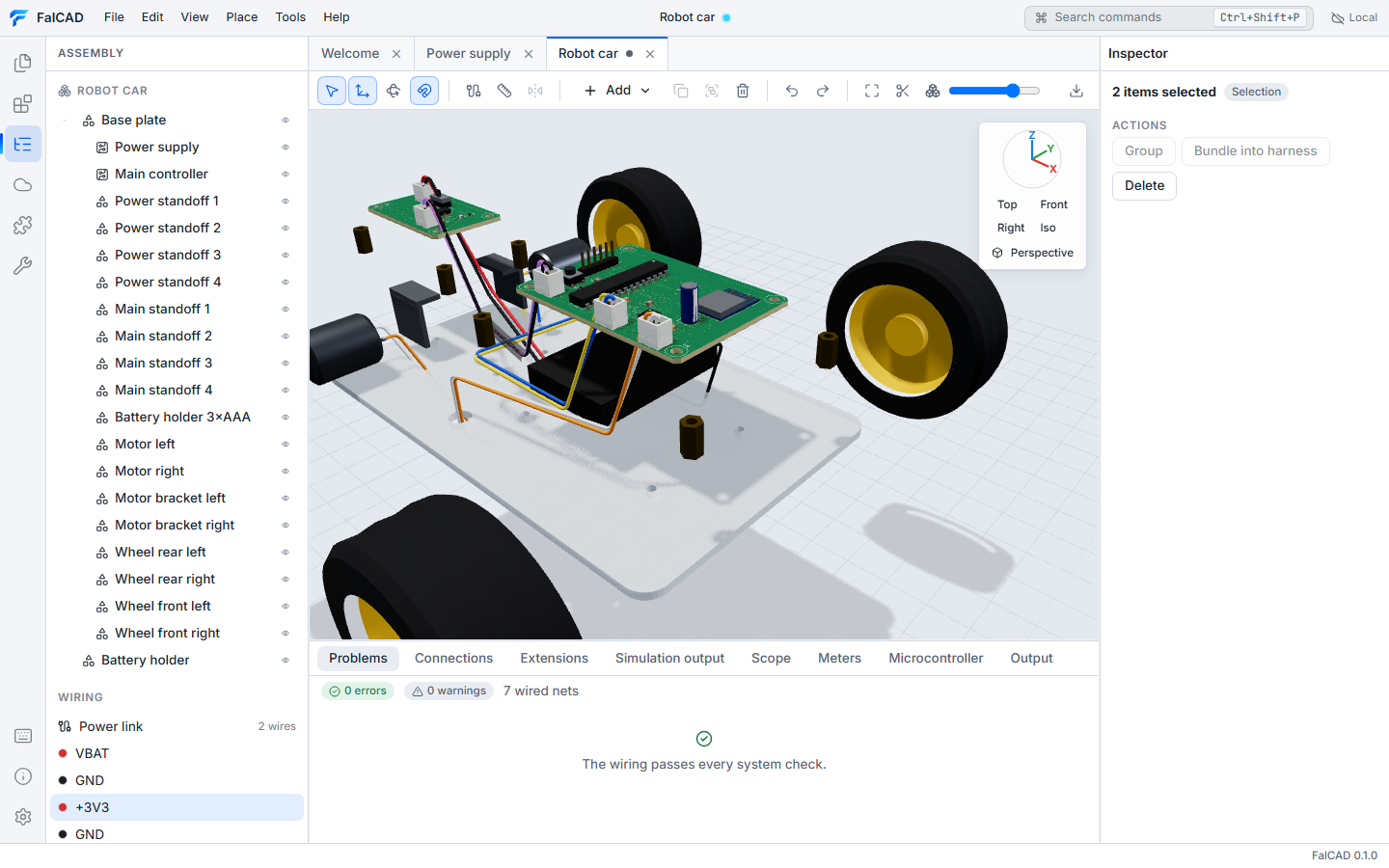 Exploded view with the scene outliner